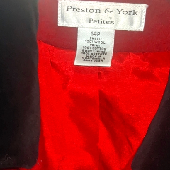 Preston and York petite wool trench coat w/velvet trim sz 14P Vintage - Picture 5 of 6